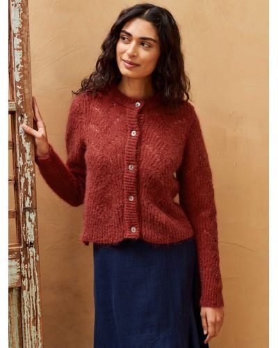 Brora Mohair Lace Cardigan - Red