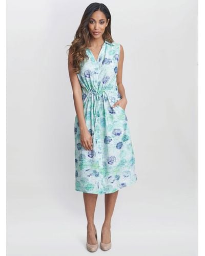 Gina Bacconi Roseline Abstract Spot Print Holiday Dress - Blue