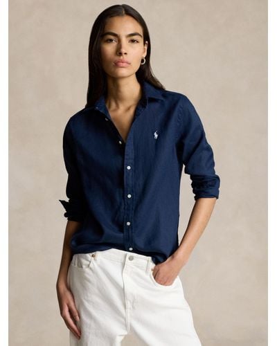 Ralph Lauren Polo Linen Relaxed Fit Shirt - Blue