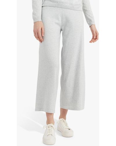 Chinti & Parker Cotton Cropped Wide Leg Track Trousers - White