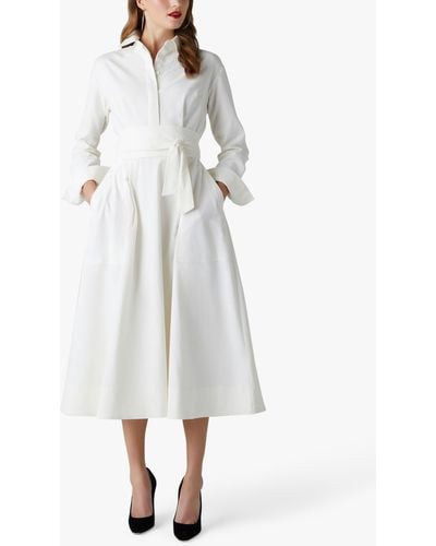 Jasper Conran Full Skirt Midi Shirt Dress - White