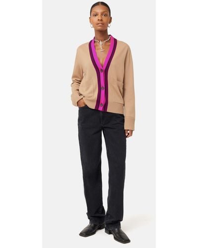 Jigsaw Fine Merino Button Cardigan - Pink