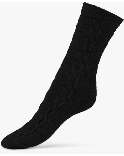 Dear Denier Saga Recycled Wool Cashmere Cable Knit Socks - Black