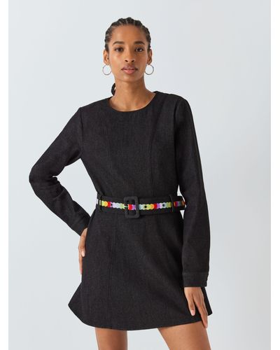 Olivia Rubin Embroidered Belt Mini Dress - Black