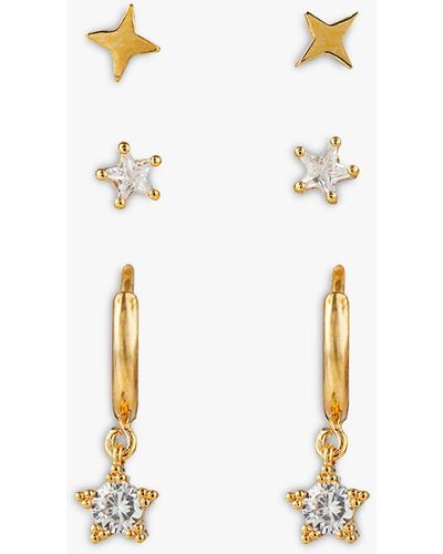 Orelia Star Drop Huggie & Stud Earrings - White