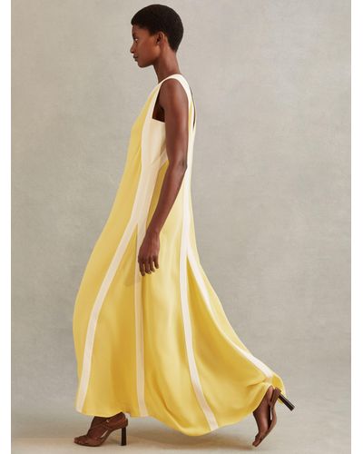 Reiss Rae - Yellow/cream Colourblock Maxi Dress - Multicolour