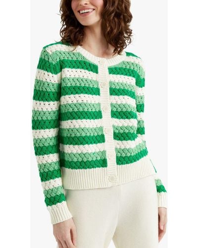 Chinti & Parker Crochet Stripe Cardigan - Green