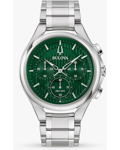 Bulova Curv Chronograph Bracelet Strap Watch - Green