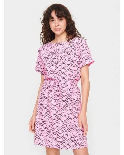 Saint Tropez Zanni Short Sleeve Round Neck Dress - Pink