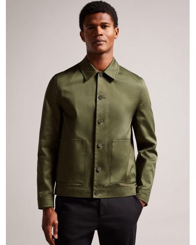 Ted Baker Slim Fit Cotton Sateen Jacket - Green