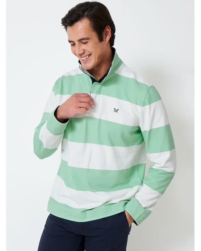 Crew Lightweight Padstow Striped Sweatshirt - Green