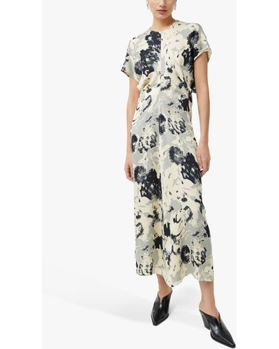 Jigsaw Floral Echo Midi Dress - Metallic