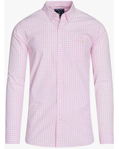 Raging Bull Long Sleeve Gingham Check Shirt - Pink