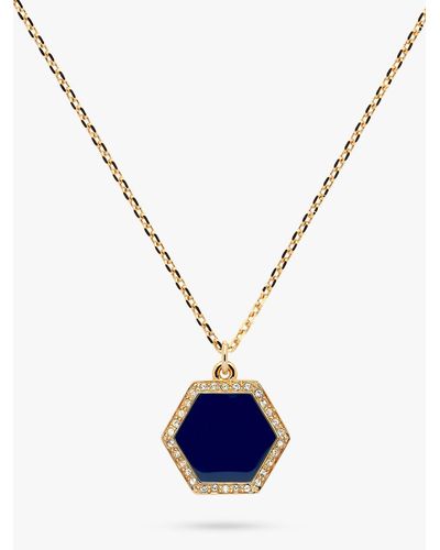 Melissa Odabash Crystal And Enamel Hexagonal Pendant Necklace - Blue