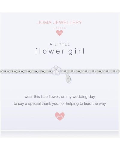 Joma Jewellery Sterling Silver Plated A Little Flower Girl Bracelet - White