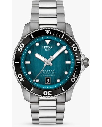 Tissot T1208071109100 Seastar Powermatic 80 Bracelet Strap Watch - Blue