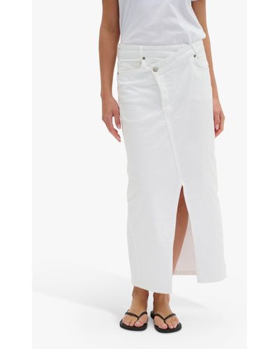 My Essential Wardrobe Tempa Wrap Denim Midi Skirt - White