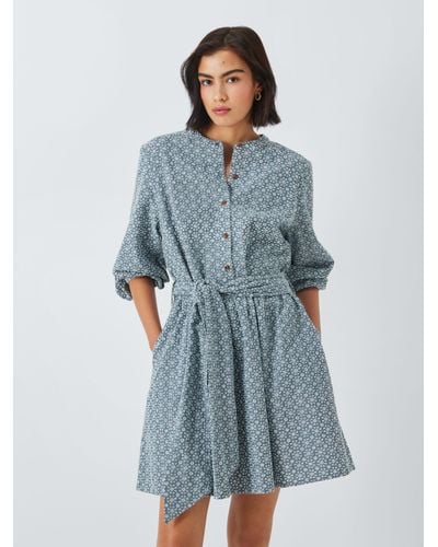 Barbour Tomorrow's Archive Selma Broderie Anglaise Mini Dress - Blue