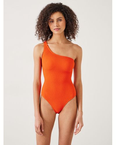 Hush Oakley Crinkle Fabric One Shoulder Swimsuit - Orange