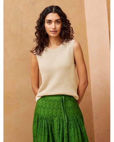 Brora Knitted Ribbed Tank Top - Green