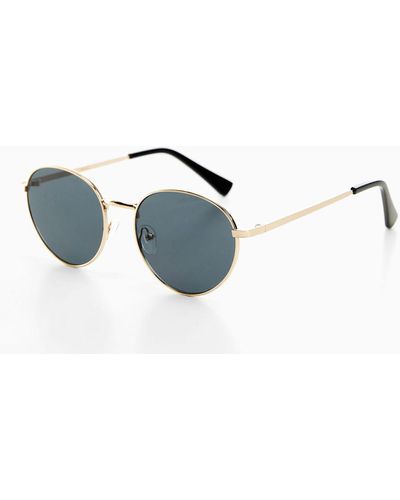 Mango Brooks Round Metal Rimmed Sunglasses - Blue