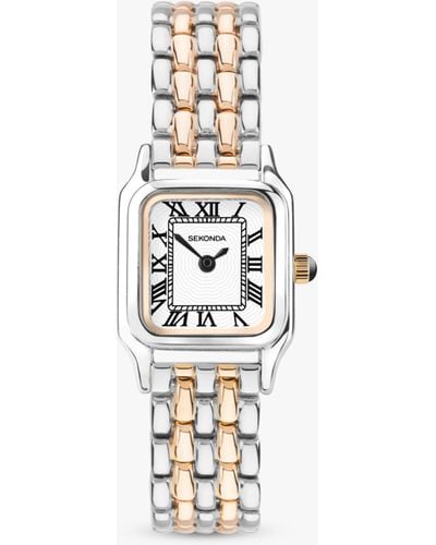 Sekonda 40555 Square Roman Numeral Bracelet Strap Watch - White