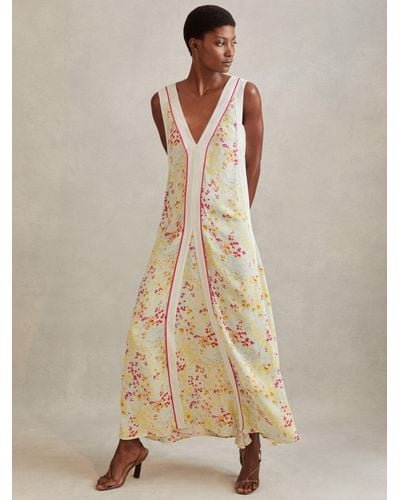 Reiss Eliza - Pink/yellow Floral Print Maxi Dress - Natural