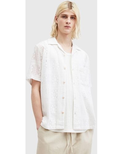 AllSaints Caleta Lace Textured Relaxed Fit Shirt - White