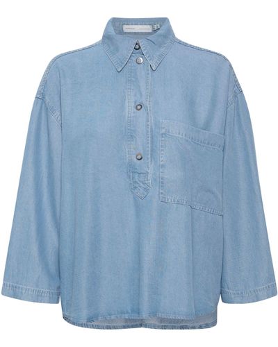 Inwear Philipa Cropped Sleeve Boxy Fit Shirt - Blue
