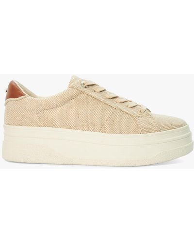 Dune Exaggerate Canvas Flatform Trainers - Natural