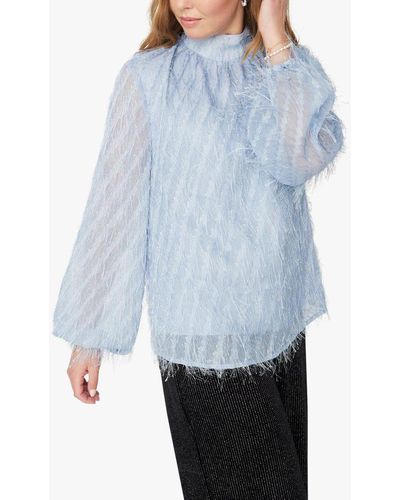 A-View Aiden Long Sleeve Embellished Blouse - Blue