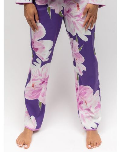 Cyberjammies Valentina Floral Print Pyjama Bottoms - Purple