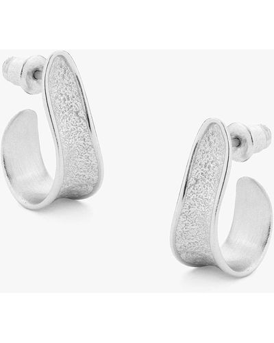 Tutti & Co Bask Textured Asymmetric Half Hoop Earrings - White