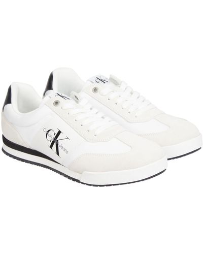 Calvin Klein Jeans Mono Leather Lace-up Trainers - White