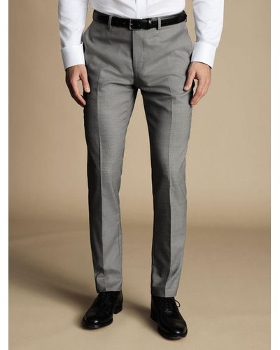 Charles Tyrwhitt Sharkskin Ultimate Performance Slim Fit Suit Trousers - Grey