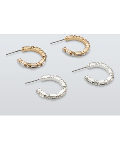 John Lewis Diamante Half Hoop Earrings - White