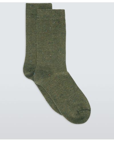 John Lewis Cotton Silk Blend Ankle Socks - Green