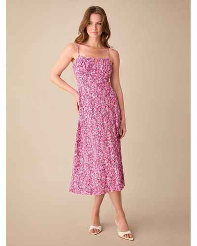 Ro&zo Petite Ditsy Print Midi Dress - Pink