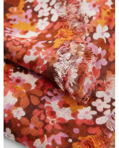 Mango Florence Floral Print Scarf - Red
