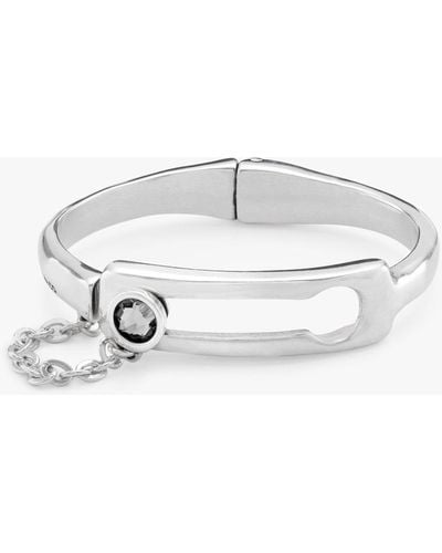 Uno De 50 Independent Crystal And Chain Detail Bangle - White
