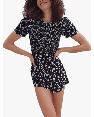 French Connection Doe Crepe Playsuit - Black