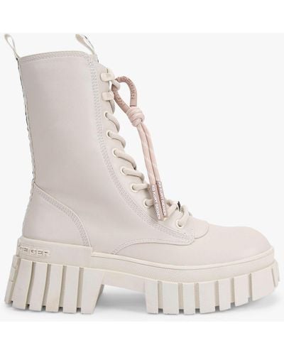 KG by Kurt Geiger Tegan Lace Up Chunky Ankle Boots - Natural
