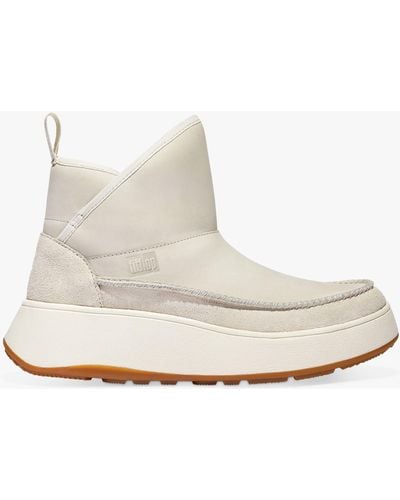 Fitflop Flatform Leather Ankle Boots - White