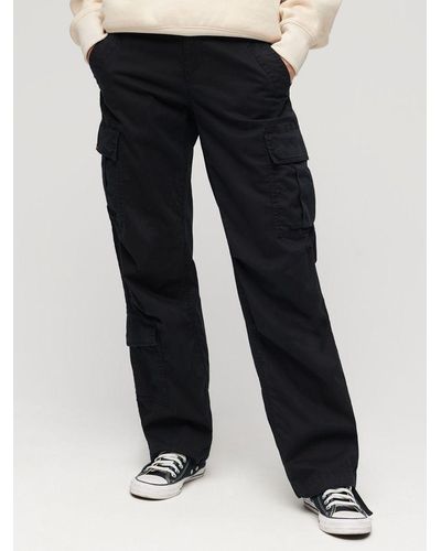 Superdry Low Rise Straight Cargo Trousers - Blue