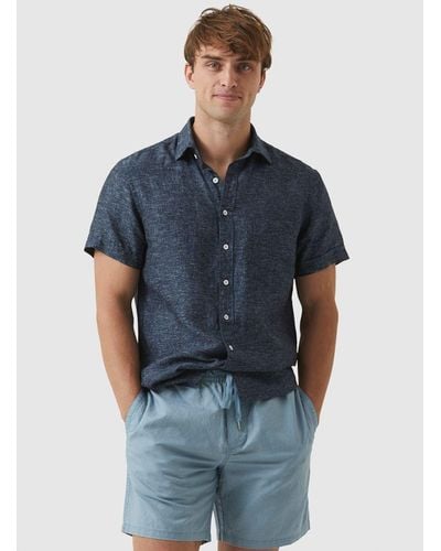 Rodd & Gunn Ellerslie Linen Slim Fit Short Sleeve Shirt - Blue