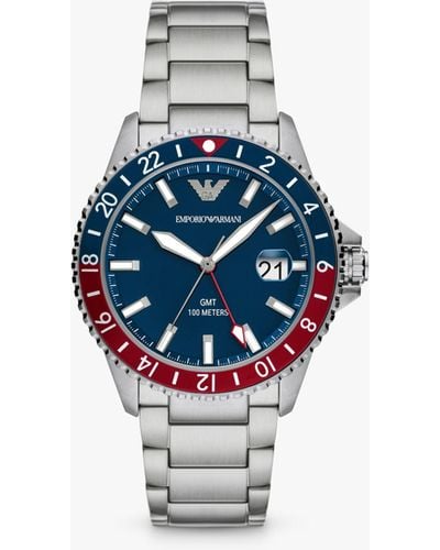 Emporio Armani Enamel Dial Bracelet Strap Watch - Blue