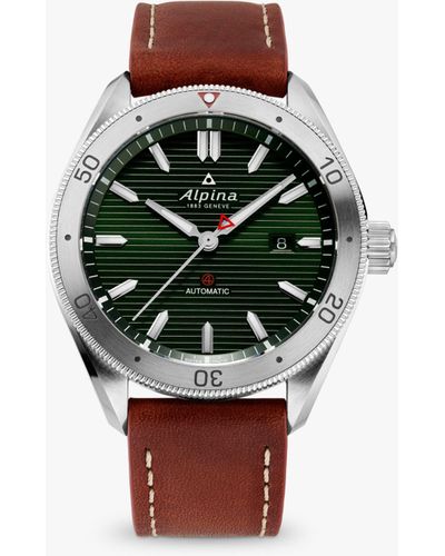 Alpina Al-525gr5aq6 Alpiner 4 Date Automatic Leather Strap Watch - White