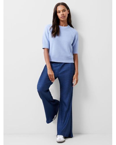 French Connection Scarlette Flared Textured Trousers - Blue