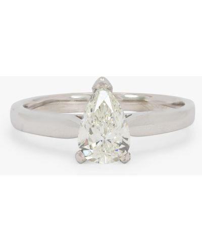 Kojis Second Hand Platinum Solitaire Pear Diamond Engagement Ring - White