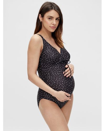 Mama.licious Russell Dot Print Maternity & Nursing Swimsuit - Black